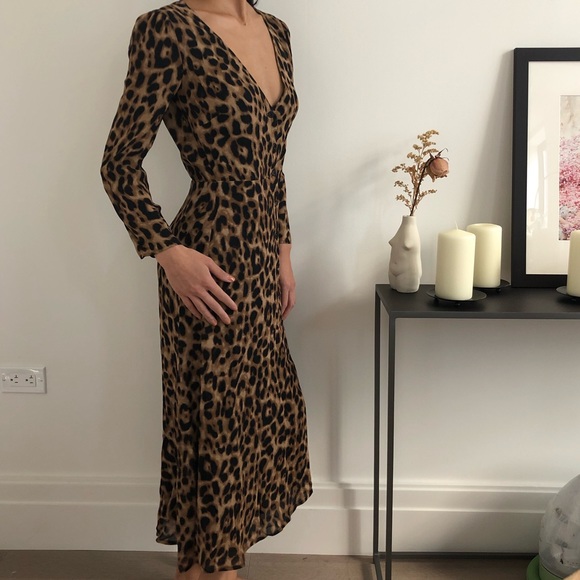 NWOT Reformation Alma Leopard Midi Dress - Picture 3 of 4